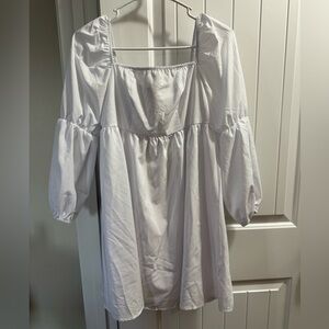 White Square Neck Mini Dress